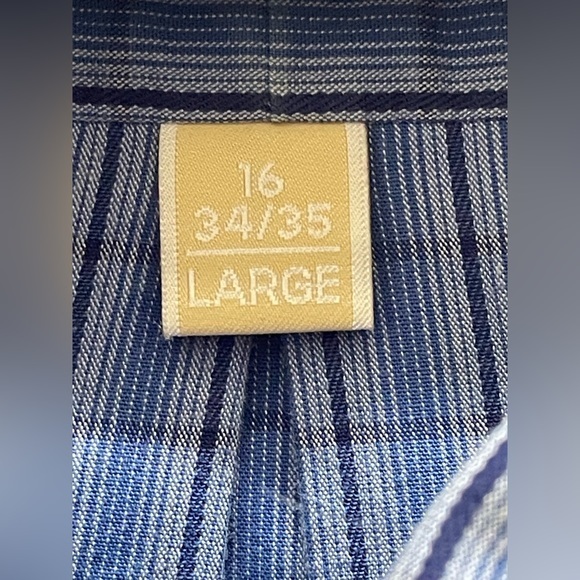 MICHAEL KORS Blue Striped Dress Shirt Men’s Large 16‎ 34/35 - Picture 3 of 4